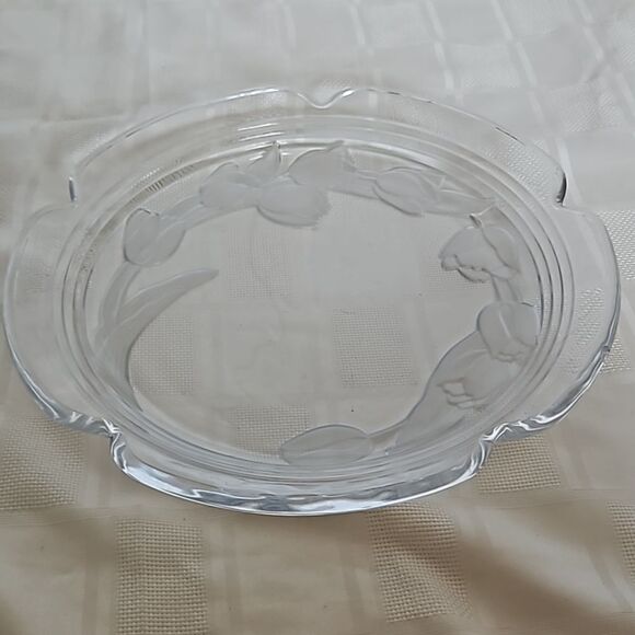 Clear Glass Floral Serving Tray 15"-15" - Picture 12 of 16